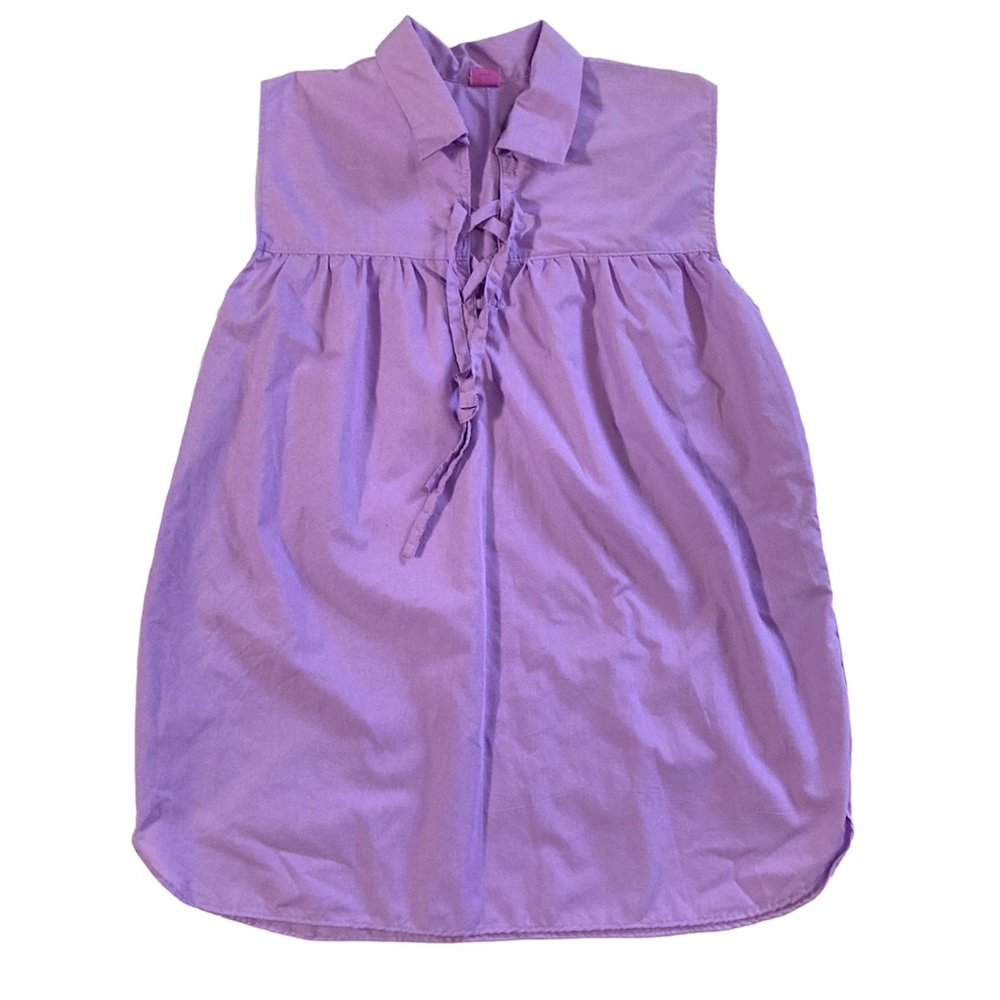 Purple Handmade Women's Sleeveless Renaissance Tunic V Neck Tie Up